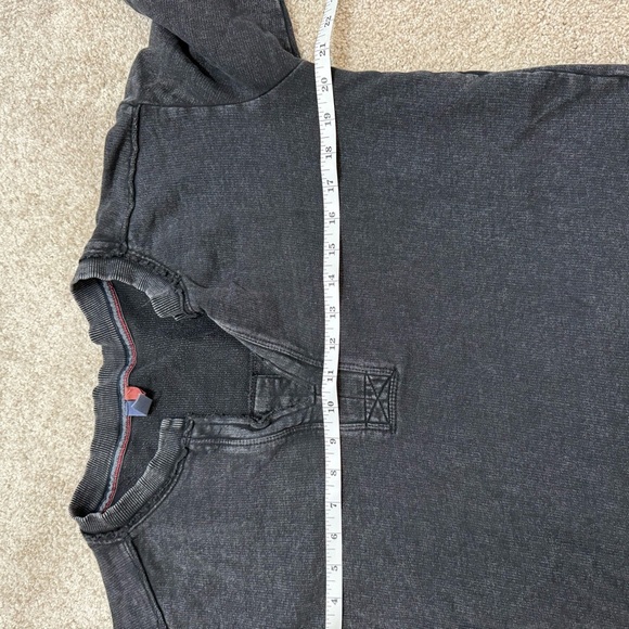 Anthropologie Pilcro Split Hem Acid Washed Black V-Neck Top Size Medium Boho - Picture 9 of 11